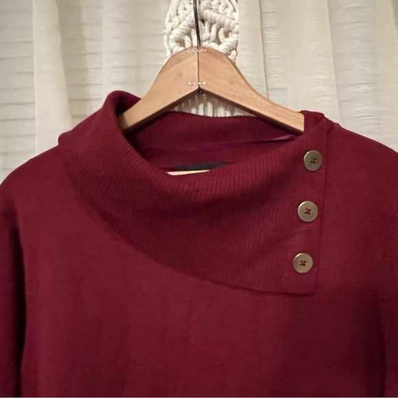 NWT Investments Long Sleeve Button Folded Neck Knit Top Blouse Sweater - Picture 3 of 7